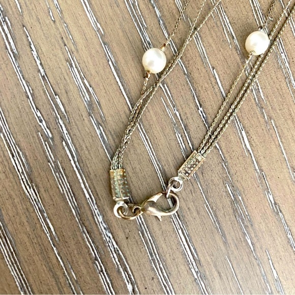Vintage Pearls Faux Triple Strand Silver Tone Link Chain 3 Sizes Of Pearls - Picture 3 of 5
